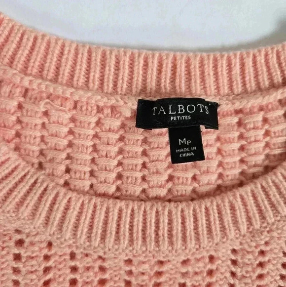 Talbots Lambswool Open Knit Crew Neck Sweater Peach sz Mp - Picture 4 of 8
